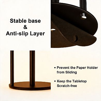 Black Stainless Steel Paper Towel Holder Countertop with Weighted Base