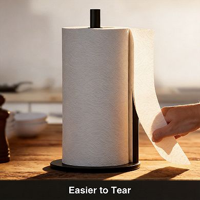 Black Stainless Steel Paper Towel Holder Countertop with Weighted Base