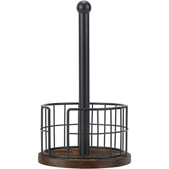Wood Paper Towel Holder Countertop Farmhouse Heavy Duty Base Kitchen Fits Standard Jumbo Rolls