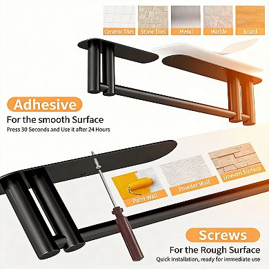 Under Cabinet Paper Towel Holder Double Pole Heavy Duty Stainless Steel Adhesive Screw Mount Kitchen