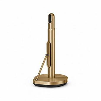 Tension Arm Standing Paper Towel Holder Heavy Duty Easy One-Handed Kitchen Countertop Brass