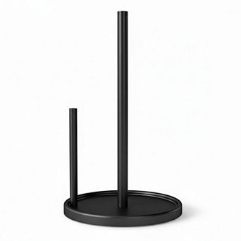 Black Countertop Paper Towel Holder Stainless Steel Weighted Base One Hand Tear
