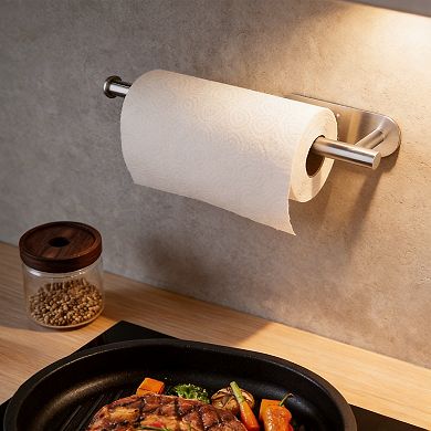 Stainless Steel Under Cabinet Paper Towel Holder Self Adhesive Drill Mount