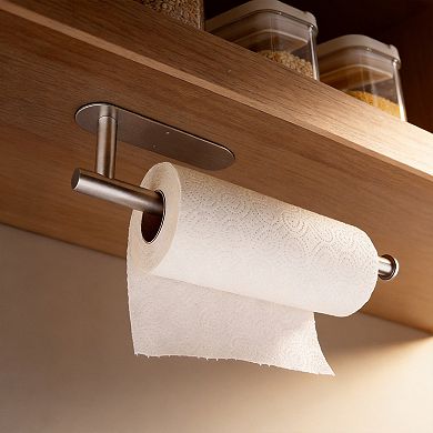 Stainless Steel Under Cabinet Paper Towel Holder Self Adhesive Drill Mount