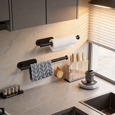Under Cabinet Wall Mount Paper Towel Holder SUS304 Stainless Steel SelfAdhesive Screws Space Saving