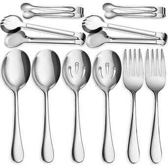 10 pc Stainless Steel Serving Utensils, Metal Utensils Set Great for Buffet Catering Banquet Party