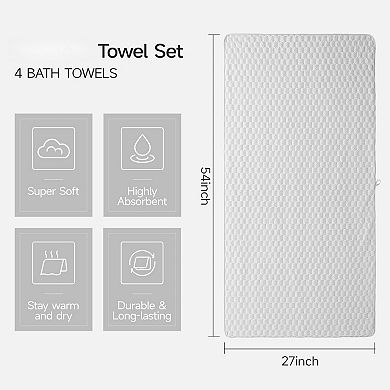 4 Pack Microfiber Bath Towels - Extra Large Waffle Towels Set for Bathroom,Super Absorbent Towel Set