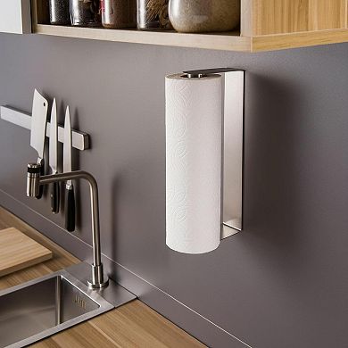 Self Adhesive Paper Towel Holder Under Cabinet Stainless Steel Rustproof Easy Install