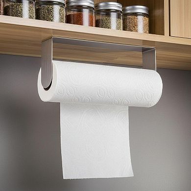 Self Adhesive Paper Towel Holder Under Cabinet Stainless Steel Rustproof Easy Install
