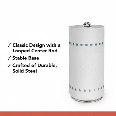 Chrome Paper Towel Holder Countertop Freestanding Vertical With Loop Handle Sturdy Base