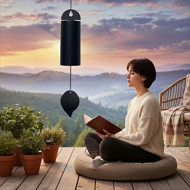 Large Metal Cylinder Wind Chimes Deep Tone 30 Inch Outdoor