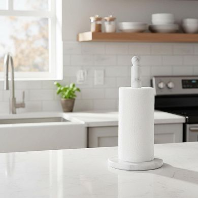 Handmade Marble Paper Towel Holder Heavy Non-Slip Base One-Handed Tear Versatile Kitchen Bathroom