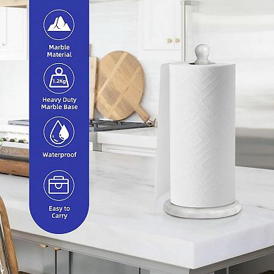 Handmade Marble Paper Towel Holder Heavy Non-Slip Base One-Handed Tear Versatile Kitchen Bathroom