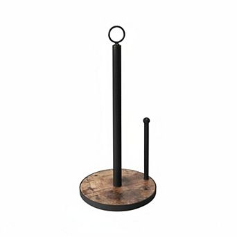Weighted Wood Base Paper Towel Holder Countertop Farmhouse Style Easy Tear