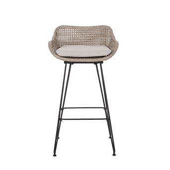 Rattan Bar Stool With Comfortable Cushion And Counter Height For Kitchen Island