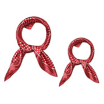 2 pc Women Satin Printed Square Kerchief Hair Wrap Neck Scarf