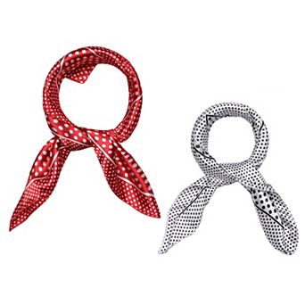 2 pc Women Satin Printed Square Kerchief Hair Wrap Neck Scarf