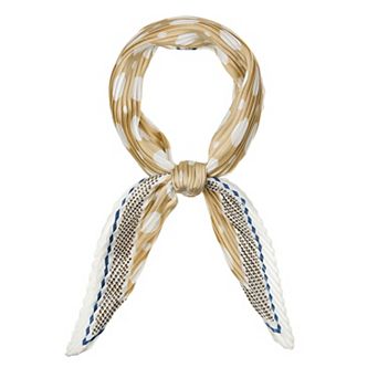Pleated Neck Scarf for Women Rhombus Handkerchief Polka Dots Bandana Hair Wraps Headbands