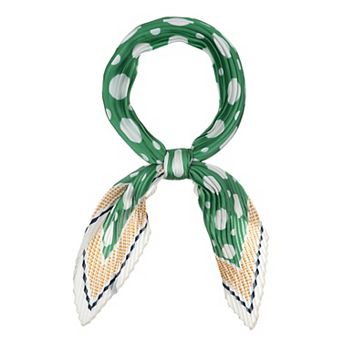 Pleated Neck Scarf for Women Rhombus Handkerchief Polka Dots Bandana Hair Wraps Headbands