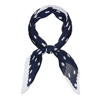 Pleated Neck Scarf for Women Rhombus Handkerchief Polka Dots Bandana Hair Wraps Headbands