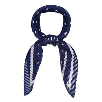 Pleated Neck Scarf for Women Rhombus Handkerchief Polka Dots Bandana Hair Wraps Headbands