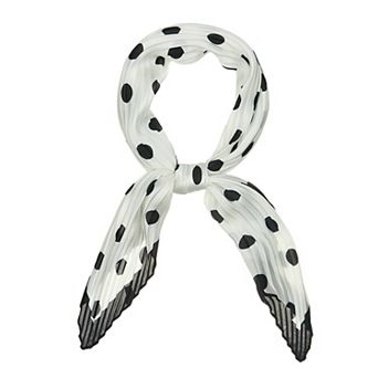 Pleated Neck Scarf for Women Rhombus Handkerchief Polka Dots Bandana Hair Wraps Headbands