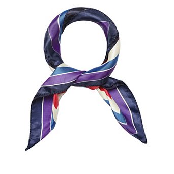 Women's Floral Leopard Polka Dots Striped Print Square Kerchief Neck Scarf Shawl