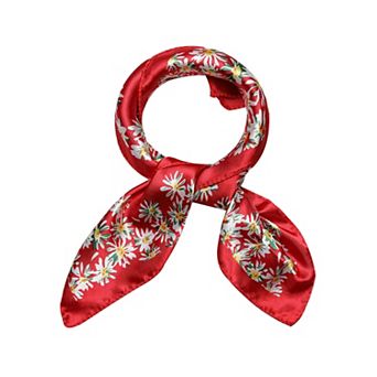 Women's Floral Leopard Polka Dots Striped Print Square Kerchief Neck Scarf Shawl