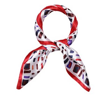 Women's Floral Leopard Polka Dots Striped Print Square Kerchief Neck Scarf Shawl