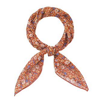 Women Chiffon Scarves Floral Print Square Kerchief Neck Scarf Neckerchief