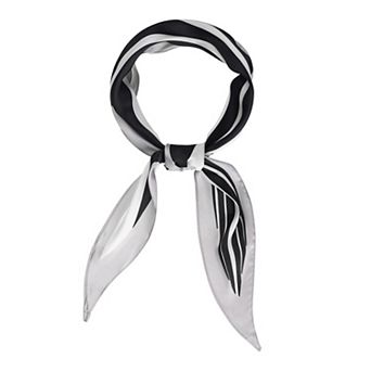 Women's Satin Rhombus Neck Scarf Stripe Print for Shirts Ponytail Neckerchief Bag Accessory Bandana