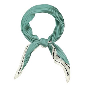Women Pleated Rhombus Rhombic Scarf Scarves Head Ribbon Bandana Solid Color