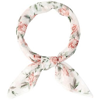Women Chiffon Scarves Floral Print Square Kerchief Neck Scarf Neckerchief