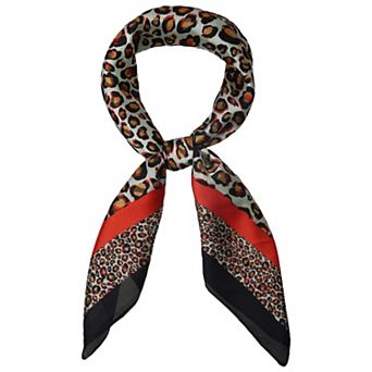 Women's Animal Leopard Print Silk Like Square Scarves Kerchief Neck Head Scarf Neckerchief
