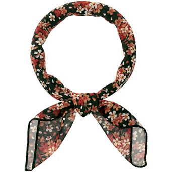 Women Floral Chiffon Scarves Square Neck Scarf Neckerchief Skinny Ribbon Hair Band