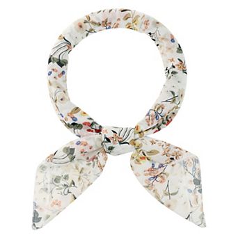 Women Floral Chiffon Scarves Square Neck Scarf Neckerchief Skinny Ribbon Hair Band