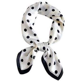 Women's Polka Dots Vintage Scarf Retro Square Silky Satin Neckerchief Head Wrap Neck Scarves