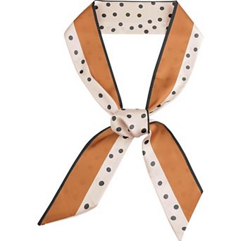 Women Polka Dots Striped Skinny Long Scarves Satin Silky Neck Scarf Neckerchief Ribbon Hair Band