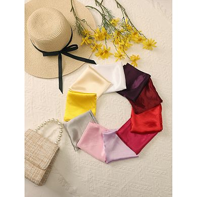 Women Solid Satin Scarves Small Square Silky Kerchief Neck Scarf Neckerchief