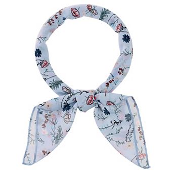 Women Floral Chiffon Scarves Square Neck Scarf Neckerchief Skinny Ribbon Hair Band