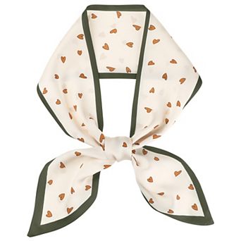 Women's Heart Print Thin Skinny Scarf Silky Ribbon Hair Band Handbag for Gifts