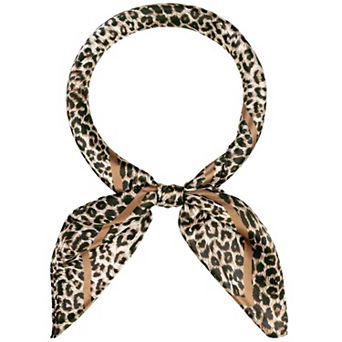 Women's Leopard Large Square Scarves Silk Feeling Satin Shawl Head Wrap Neck Scarf Bandanas
