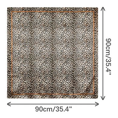 Women's Leopard Large Square Scarves Silk Feeling Satin Shawl Head Wrap Neck Scarf Bandanas