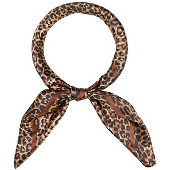 Women's Leopard Large Square Scarves Silk Feeling Satin Shawl Head Wrap Neck Scarf Bandanas