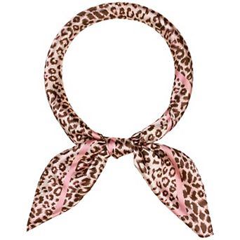 Women's Leopard Large Square Scarves Silk Feeling Satin Shawl Head Wrap Neck Scarf Bandanas