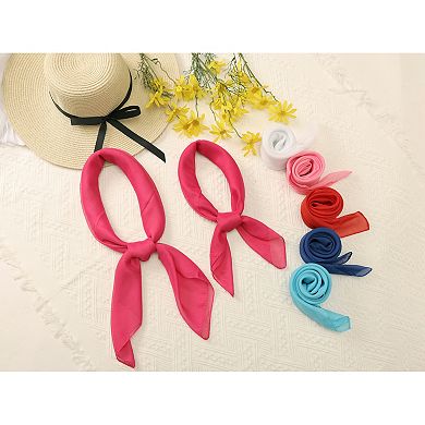 Women Solid Gradient Chiffon Scarves Square Soft Sheer Neck Scarf Neckerchief
