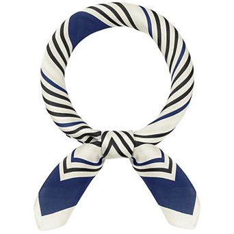 Women Striped Square Scarf Contrast Color Satin Neckerchief Head Wrap Bandanas Neck Scarves