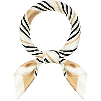 Women Striped Square Scarf Contrast Color Satin Neckerchief Head Wrap Bandanas Neck Scarves