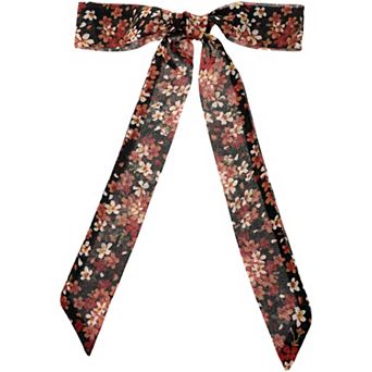 Women Floral Chiffon Scarves Long Neck Scarf Skinny Ribbon Hair Band 55.1x2.0"