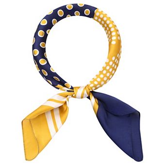 Women Contrast Color Polka Dots Printed Scarf Square Satin Symmetrical Neck Scarves Neckerchief